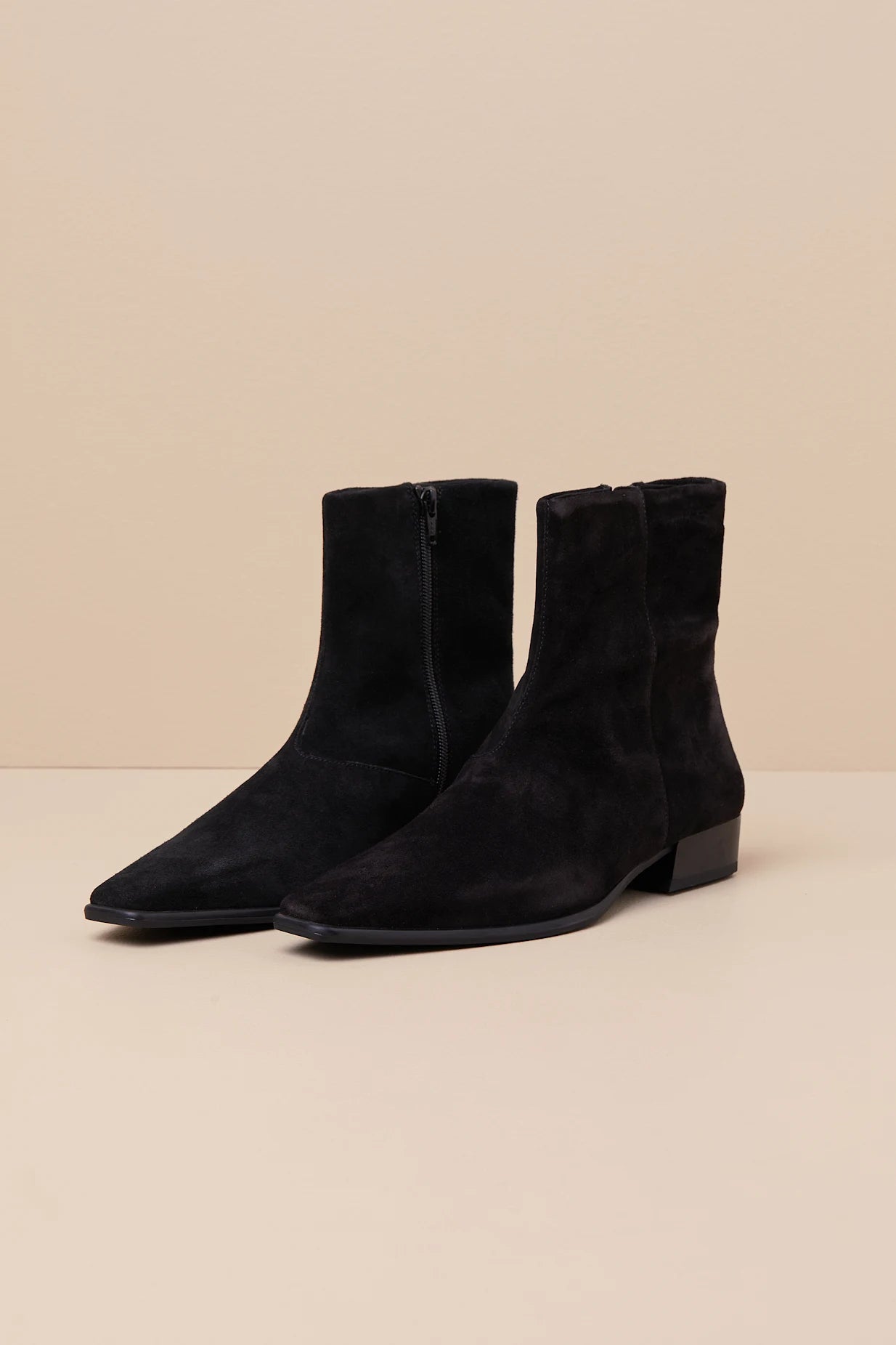 Hurtado-Black Suede Leather Ankle Boots